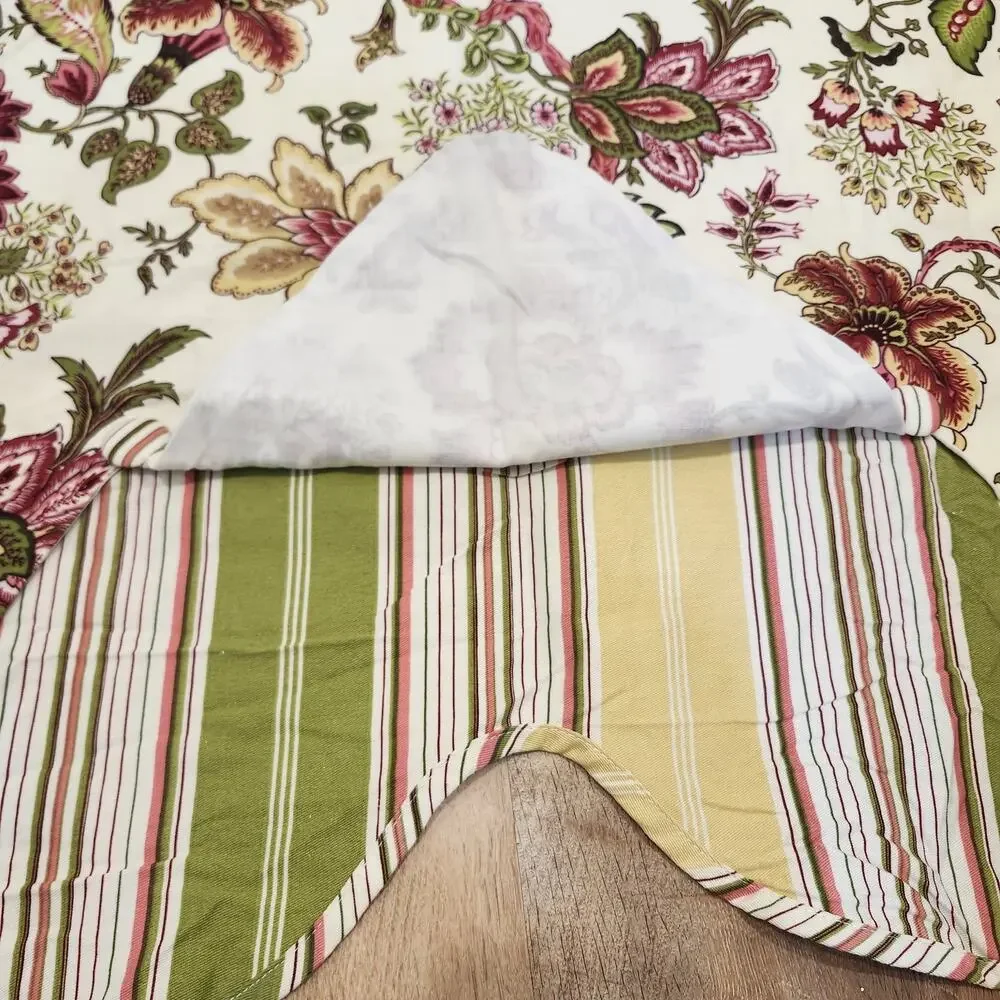 x2 Waverly Valance Peek-A-Boo Navarra Raspberry Floral Striped 3